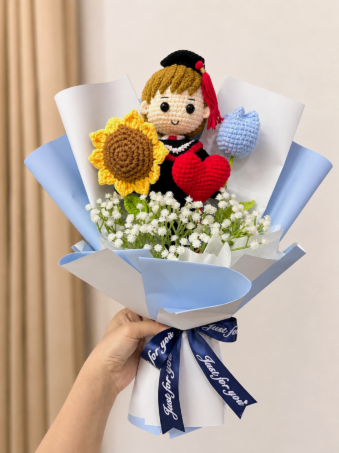 💙 Heart Graduation Bouquet | Blue Tulip 🎓