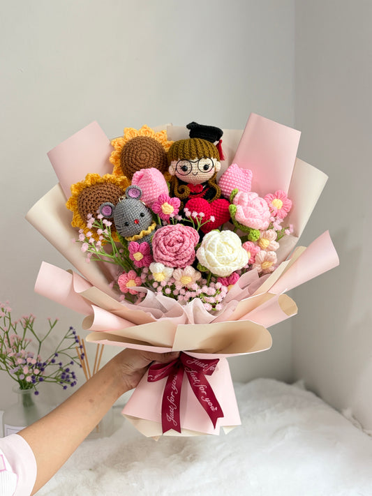 Deluxe Graduation Bouquet | Zodiac Animals Flower Bouquet (20cm Doll)