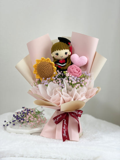 💗 Rose Graduation Bouquet | Pink Theme 🎓 (Big Doll)