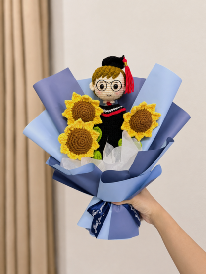 Triple Sunflower Graduation Bouquet 🌻🌻🌻 (Big Doll)