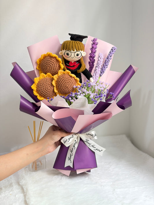 💜 Lavender Graduation Bouquet | Purple Theme 🎓 (20cm Doll)