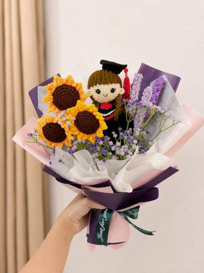💜 Lavender Graduation Bouquet | Purple Theme 🎓 (Big Doll)