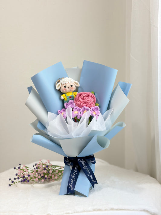 Sheep Crochet Bouquet 🐑  (Sheep Keychain Included)