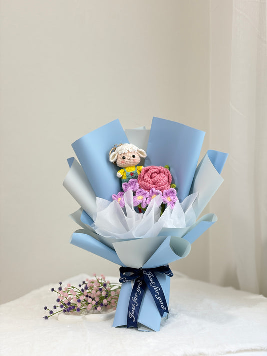 Sheep Crochet Bouquet 🐑  (Sheep Keychain Included)