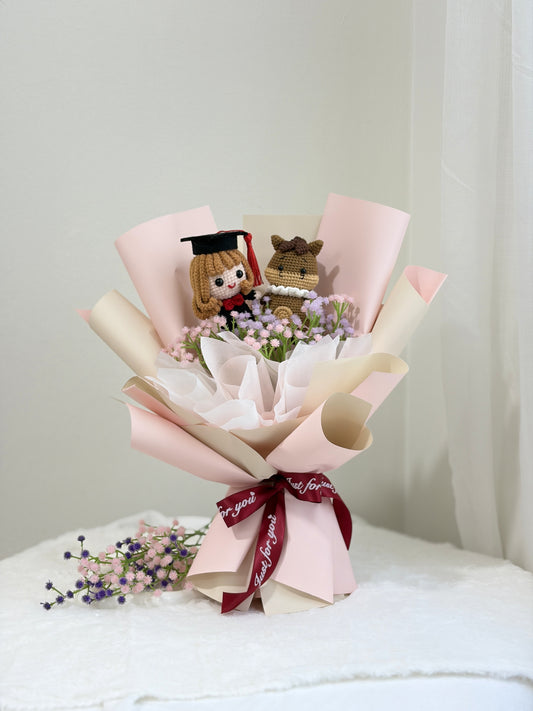 Soft Pink Graduation Bouquet | Horse | Chinese Zodiac 🎓