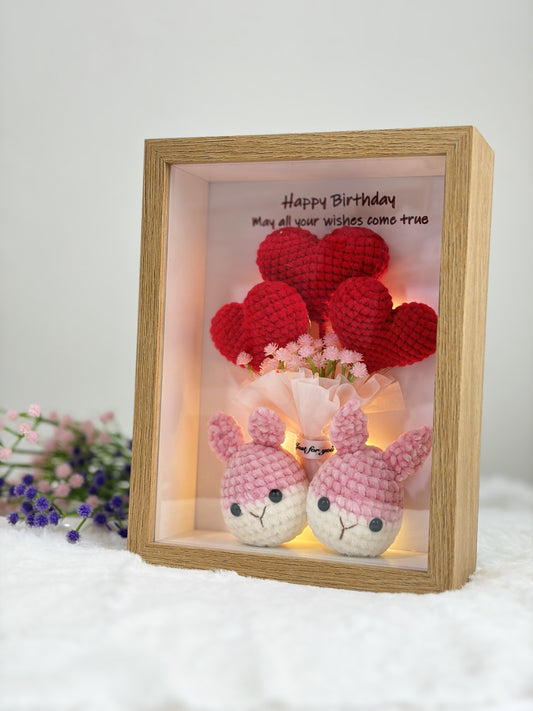 Birthday Flower Bouquet Frame | Bunny Love ❤️🐰 (8 Inches)
