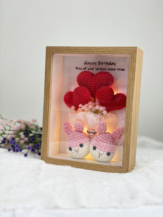 Birthday Flower Bouquet Frame | Bunny Love ❤️🐰 (8 Inches)