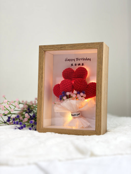 Birthday Flower Frame | Mini Bouquet of Hearts ❤️ (7 Inches)