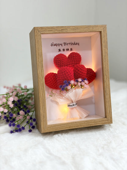 Birthday Flower Frame | Mini Bouquet of Hearts ❤️ (7 Inches)