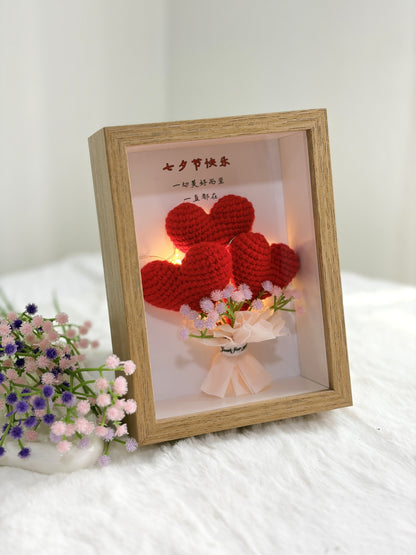 Birthday Flower Frame | Mini Bouquet of Hearts ❤️ (7 Inches)