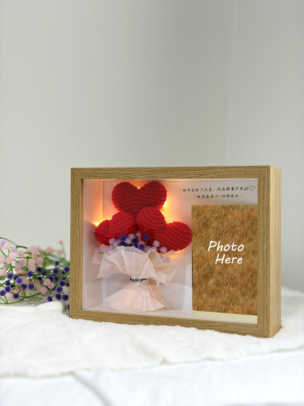Mini Heart Bouquet Photo Frame | Valentine’s & Anniversary Gift ❤️ (8 Inches)