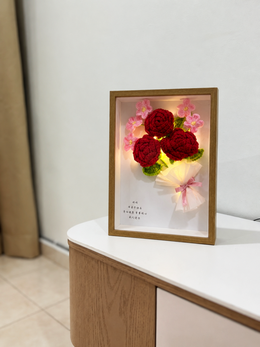 🌹 Red Rose Crochet Flower Frame (A4 Size)
