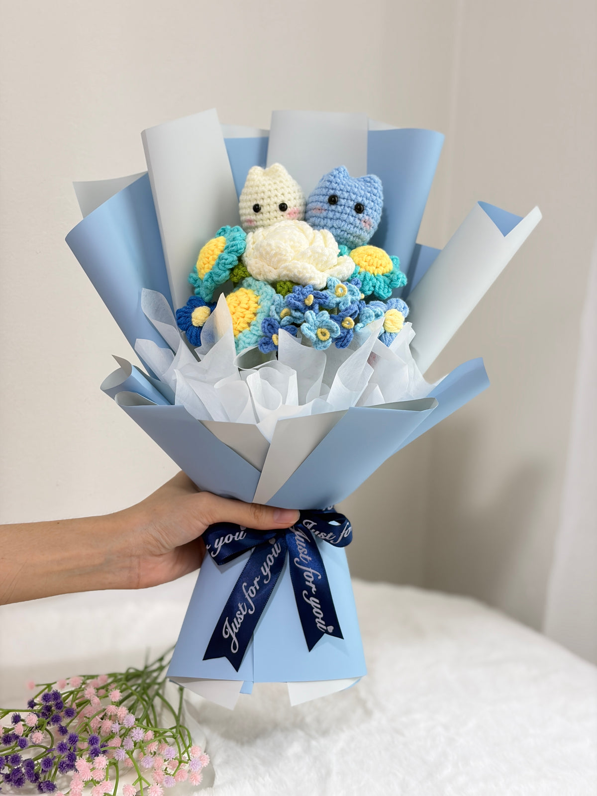 Tulip Doll Flower Bouquet | Blue Theme 🌷