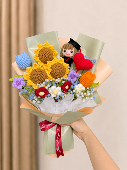Flower Garden Graduation Bouquet  | Triple Sunflowers 🌻🌻🌻🎓