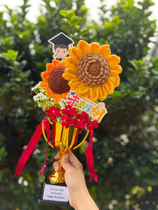 Graduation Trophy Bouquet | Sunshine Sunflowers 🌻🎓🏆