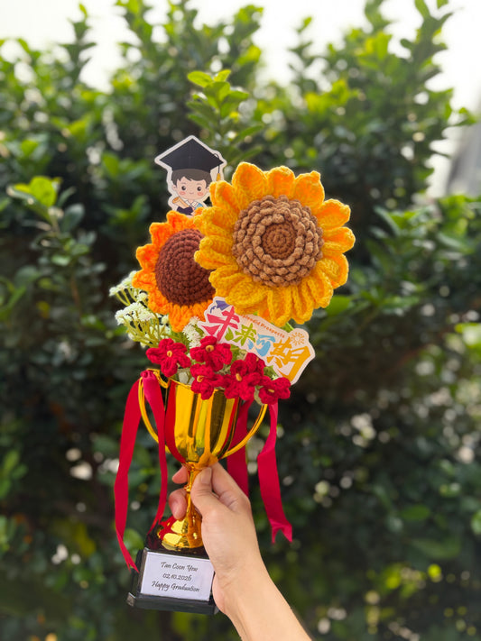 Graduation Trophy Bouquet | Sunshine Sunflowers 🌻🎓🏆