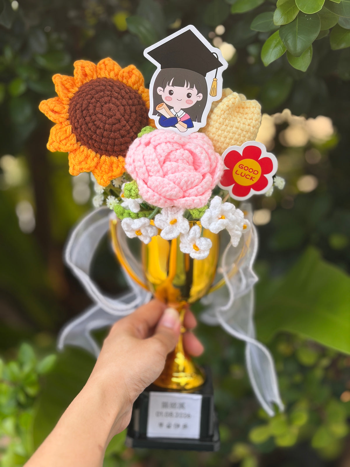 Graduation Trophy Bouquet | Soft Rosy 🌹🎓🏆