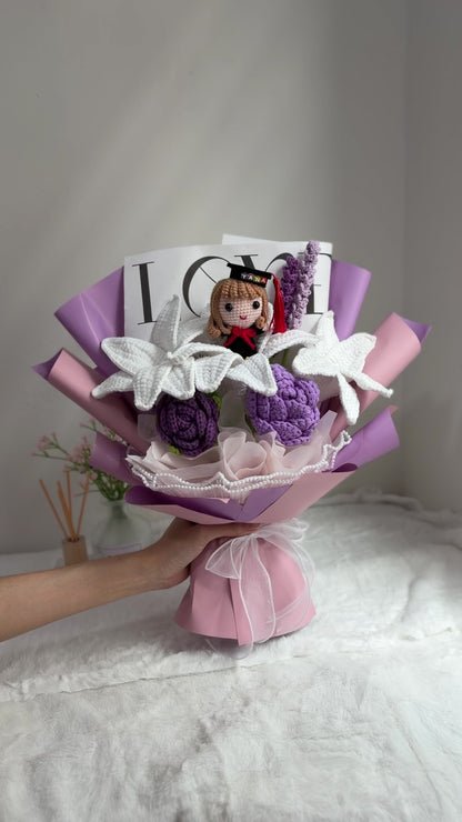 Rose and Lily Graduation Bouquet | Purple Theme 🎓