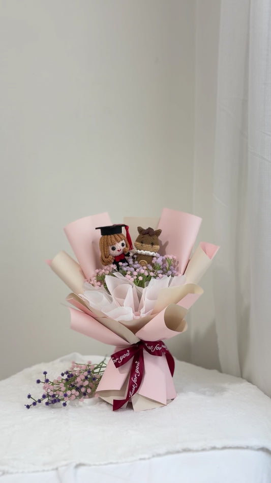 Soft Pink Graduation Bouquet | Horse | Chinese Zodiac 🎓