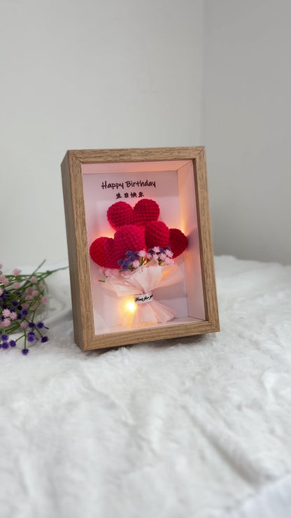 Birthday Flower Frame | Mini Bouquet of Hearts ❤️ (7 Inches)