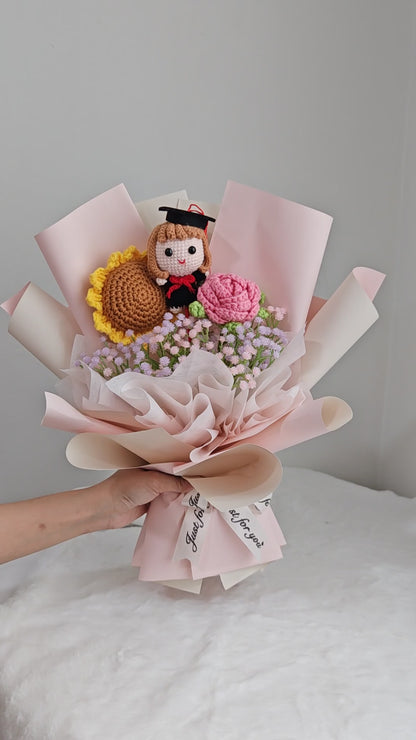 Soft Pink Graduation Bouquet | Sunflower Rose 🎓🌹