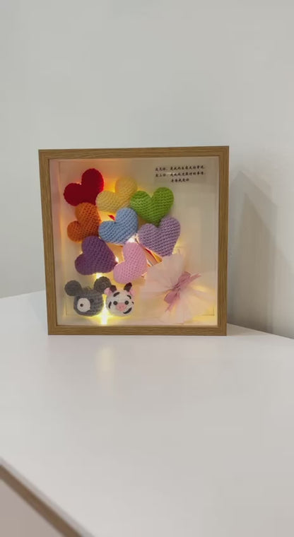 Heart Balloons Bouquet Frame with Mini Animal Head (9 Inches)