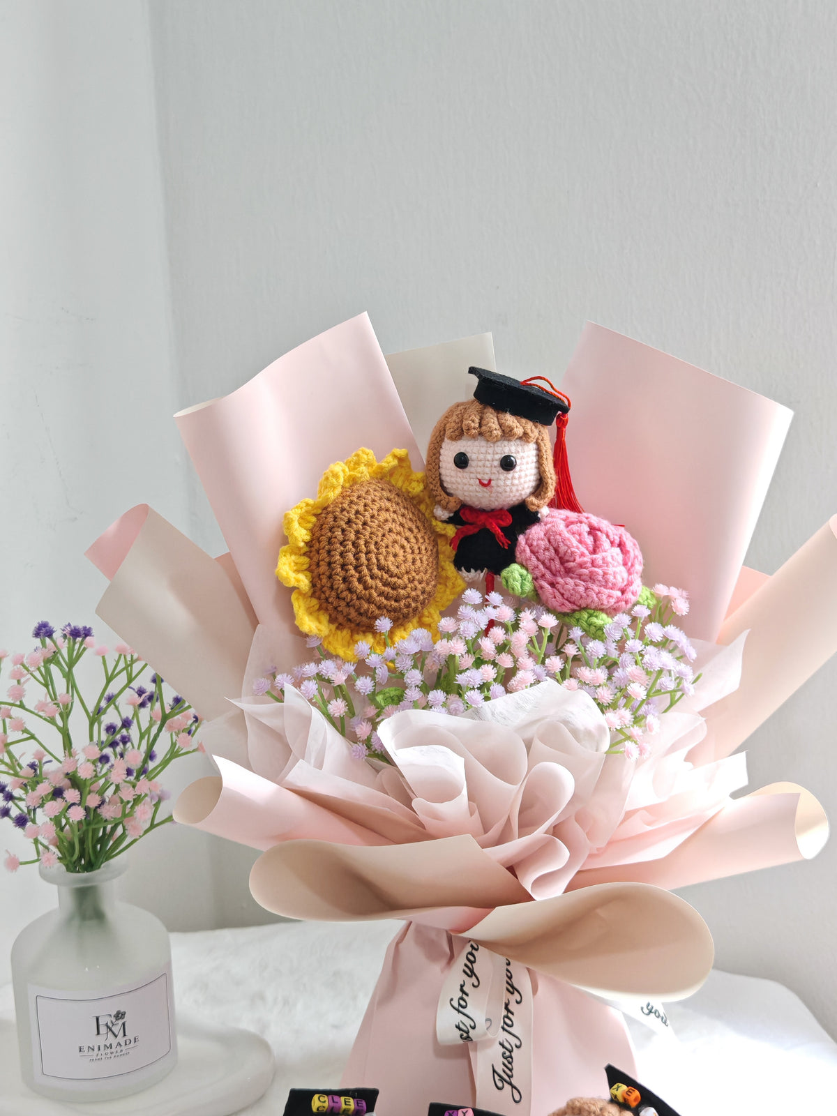 Soft Pink Graduation Bouquet | Sunflower Rose 🎓🌹