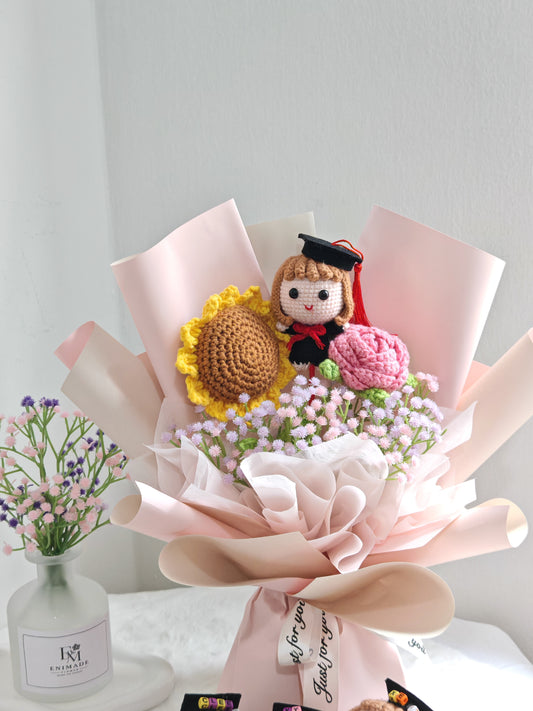 Soft Pink Graduation Bouquet | Sunflower Rose 🎓🌹